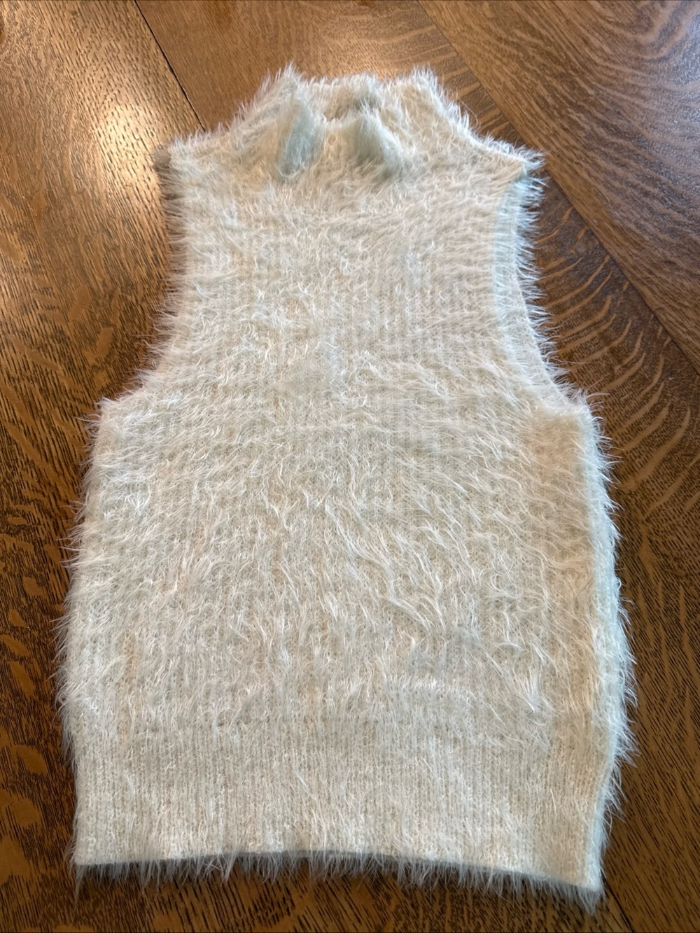 Express Cream Fuzzy Sleeveless Turtleneck